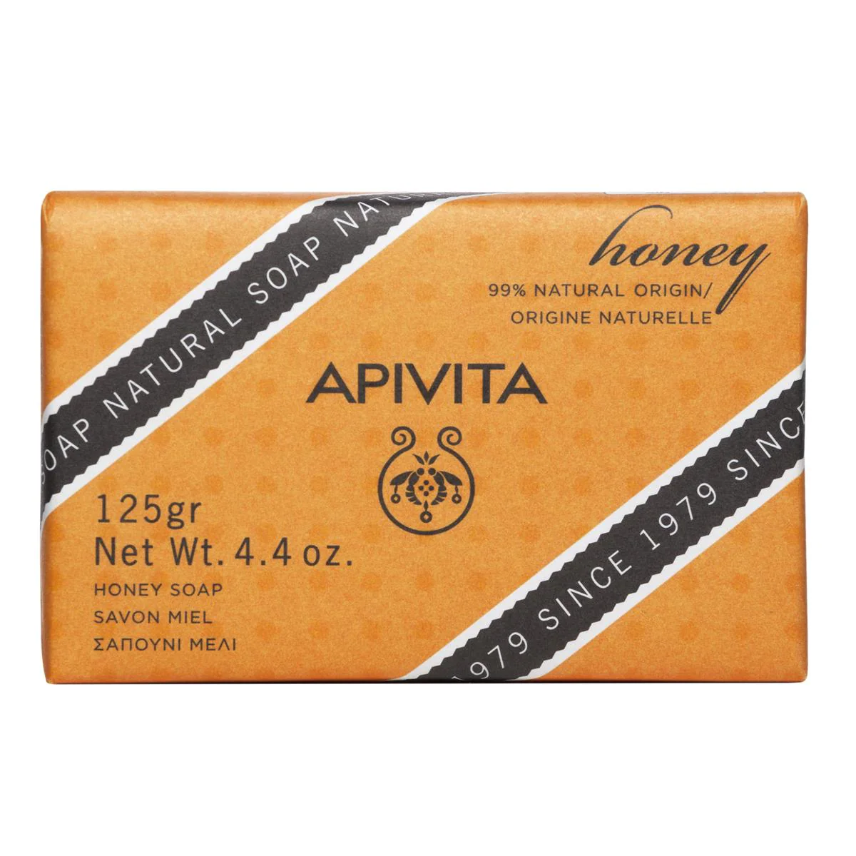 Apivita Jabón en barra natural con miel, limpieza suave 125 gr