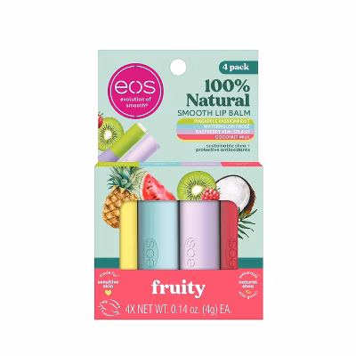 Smooth Lip Balm Fruity 100% Natural 4Pack Eos